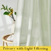 NICETOWN Tie Top Pink Linen Curtains for Girls Room, W52xL84, 2 Panels(Striped Sage Green)