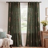 NICETOWN Vintage Floral Curtain & Drapes 84 Inches Long, W52 x L84, Khaki(Block Print – Forest Green)