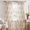 NICETOWN Vintage Floral Curtain & Drapes 84 Inches Long, W52 x L84, Khaki(Block Print – Raw Ivory)