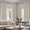 NICETOWN Vintage Olive Dark Green Pinch Pleated Linen Curtains 90 inch Long(Beige)