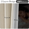 NICETOWN Vintage Olive Dark Green Pinch Pleated Linen Curtains 90 inch Long(Beige)