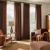NICETOWN Vintage Olive Dark Green Pinch Pleated Linen Curtains 90 inch Long(Earthy Terracotta)