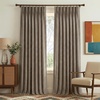 NICETOWN Vintage Olive Dark Green Pinch Pleated Linen Curtains 90 inch Long(French Taupe)