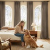 NICETOWN Vintage Olive Dark Green Pinch Pleated Linen Curtains 90 inch Long(French Taupe)