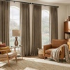 NICETOWN Vintage Olive Dark Green Pinch Pleated Linen Curtains 90 inch Long(Hazelnut Brown)