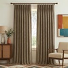 NICETOWN Vintage Olive Dark Green Pinch Pleated Linen Curtains 90 inch Long(Hazelnut Brown)