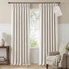 NICETOWN Vintage Olive Dark Green Pinch Pleated Linen Curtains 90 inch Long(Natural)