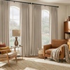 NICETOWN Vintage Olive Dark Green Pinch Pleated Linen Curtains 90 inch Long(Oatmeal)
