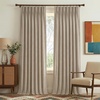NICETOWN Vintage Olive Dark Green Pinch Pleated Linen Curtains 90 inch Long(Oatmeal)