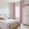 NICETOWN Vintage Olive Dark Green Pinch Pleated Linen Curtains 90 inch Long(Pink)