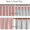 NICETOWN Vintage Olive Dark Green Pinch Pleated Linen Curtains 90 inch Long(Pink)