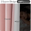 NICETOWN Vintage Olive Dark Green Pinch Pleated Linen Curtains 90 inch Long(Pink)