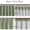 NICETOWN Vintage Olive Dark Green Pinch Pleated Linen Curtains 90 inch Long(Sage Green)