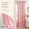 NICETOWN White Ruffle Shabby Chic Curtains 84 inch Long, Rod Pocket Privacy with Some Soft Light Filtering French Country Flowy Drapes for Living Room/Farmhouse/Bedroom, 2 Panels=104″ Wide(Pink)