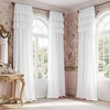 NICETOWN White Ruffle Shabby Chic Curtains 84 inch Long, Rod Pocket Privacy with Some Soft Light Filtering French Country Flowy Drapes for Living Room/Farmhouse/Bedroom, 2 Panels=104″ Wide(White 1)
