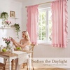 NICETOWN White Ruffle Shabby Chic Curtains 84 inch Long, Rod Pocket Privacy with Some Soft Light Filtering French Country Flowy Drapes for Living Room/Farmhouse/Bedroom, 2 Panels=104″ Wide(Pink)