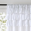 NICETOWN White Ruffle Shabby Chic Curtains 84 inch Long, Rod Pocket Privacy with Some Soft Light Filtering French Country Flowy Drapes for Living Room/Farmhouse/Bedroom, 2 Panels=104″ Wide(White 1)