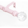 NICETOWN Black Curtain Rods for Windows 28 to 48 inch, Adjustable Curtain Rod 1 inch Diameter Modern Faceted Ball Finials Design Decorative Drapery Rod for Valances Tiers, 28-48″ Length, Matte Black(Pink/Faceted Ball)