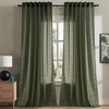 NICETOWN Blue Floral Curtains for Bedroom & Living Room, Linen Blend Drapes with Vintage Peony, Privacy & Light Filtering Inspired by British Museum’s Blue & White Porcelain, W52 x L84 in, 2 Panels(Olive Green)