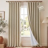 NICETOWN DIY Pinch Pleat Greige 100% Blackout Linen Curtains 96 inches Long, Back Tab/Rod Pocket/Hook Belt Heavyweight Window Treatments White Liner for Bedroom, 2 Panels, W52 x L96(Cream)