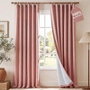 NICETOWN DIY Pinch Pleat Greige 100% Blackout Linen Curtains 96 inches Long, Back Tab/Rod Pocket/Hook Belt Heavyweight Window Treatments White Liner for Bedroom, 2 Panels, W52 x L96(Pink)