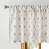 NICETOWN Farmhouse Geometric Curtains 96 inches Long, Natural Linen Semi Sheer (250GSM) Diamond Pattern Pocket & Back Tab Window Treatments Light Filtering for Living Room, W52 x L96, 2 Panels(Natural)