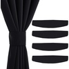NICETOWN Strong Magnetic Curtain Tiebacks – Modern Simple Style Curtain Ties Backs Holdbacks Holders for Indoor/Outdoor Curtains (White, 18.5 X 4 Inches, Set of 4)(Black)