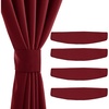 NICETOWN Strong Magnetic Curtain Tiebacks – Modern Simple Style Curtain Ties Backs Holdbacks Holders for Indoor/Outdoor Curtains (White, 18.5 X 4 Inches, Set of 4)(Burgundy Red)