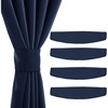 NICETOWN Strong Magnetic Curtain Tiebacks – Modern Simple Style Curtain Ties Backs Holdbacks Holders for Indoor/Outdoor Curtains (White, 18.5 X 4 Inches, Set of 4)(Navy Blue)