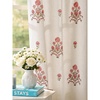 NICETOWN Vintage Floral Curtain & Drapes 84 Inches Long, W52 x L84, Khaki(Block Print – Raw Ivory)