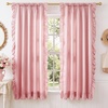 NICETOWN White Ruffle Shabby Chic Curtains 84 inch Long, Rod Pocket Privacy with Some Soft Light Filtering French Country Flowy Drapes for Living Room/Farmhouse/Bedroom, 2 Panels=104″ Wide(Pink)