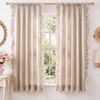 NICETOWN White Ruffle Shabby Chic Curtains 84 inch Long, Rod Pocket Privacy with Some Soft Light Filtering French Country Flowy Drapes for Living Room/Farmhouse/Bedroom, 2 Panels=104″ Wide(Wheat)