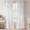 NICETOWN White Ruffle Shabby Chic Curtains 84 inch Long, Rod Pocket Privacy with Some Soft Light Filtering French Country Flowy Drapes for Living Room/Farmhouse/Bedroom, 2 Panels=104″ Wide(White 1)
