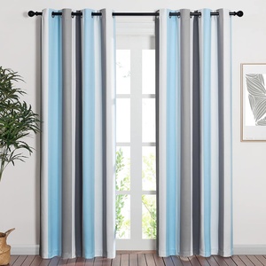 NICETOWN 100% Blackout Ombre Rainbow Curtains for Kids, 52″ x 84″, 2 Panels(Blue & Grey)
