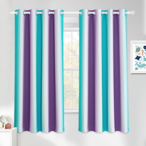NICETOWN 100% Blackout Ombre Rainbow Curtains for Kids, 52″ x 84″, 2 Panels(Teal & Purple)