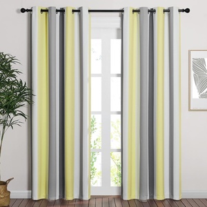 NICETOWN 100% Blackout Ombre Rainbow Curtains for Kids, 52″ x 84″, 2 Panels(Yellow & Grey)