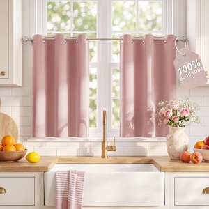 NICETOWN 100% Blackout Sage Green Curtains for Bedroom, W40xL63, 2 Panels(Pink)