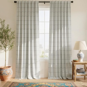 NICETOWN 100% Blackout Taupe Plaid Curtains for Bedroom, W52xL84, 2 Panels(Black)