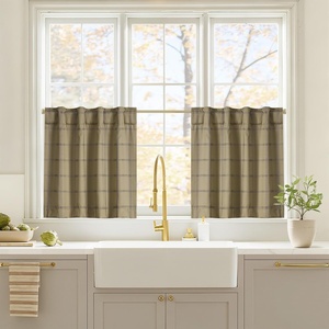 NICETOWN 100% Blackout Taupe Plaid Magnetic Roman Shade, W24 x L64, 1 Panel(Grid Pattern | Burlap & White)