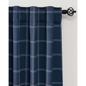 NICETOWN 100% Blackout Taupe Plaid Magnetic Roman Shade, W24 x L64, 1 Panel(Grid Pattern | Dark Blue & White)