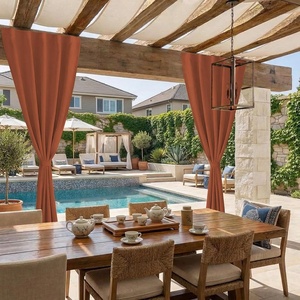 NICETOWN 2 Panels Rod-Free Outdoor Curtains for Patio Waterproof Sticky Top(Burnt Orange)