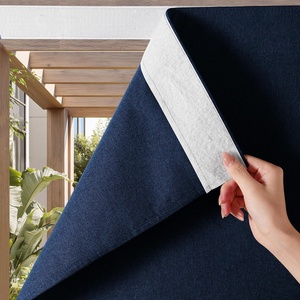 NICETOWN 2 Panels Rod-Free Outdoor Curtains for Patio Waterproof Sticky Top(Navy)