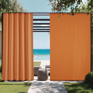 NICETOWN 2 Panels Rod-Free Outdoor Curtains for Patio Waterproof Sticky Top(Orange)
