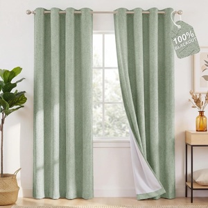 NICETOWN Beige Linen Blackout Curtains 84 Inches Long, W52xL84, 2 Panels(Sage Green)