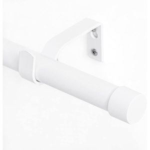NICETOWN Black Adjustable Curtain Rod 1 Diameter Modern End Cap Style Finals/Cylinder Finials Design Decorative Drapery Rod for Closet Cupboard Cafe Loft RV Curtains, 28-48″ Length, Matt Black(White)