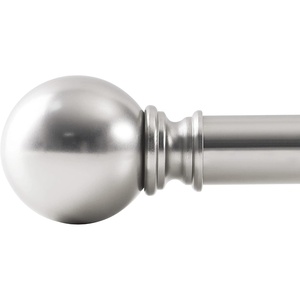 NICETOWN Black Curtain Rods for Window 48 to 86 inch, 1 1/8 Diameter with Ball Finials for Window Treatment, Adjustable Length from 48 to 86-Inch, Matte Black(Satin Nickel)