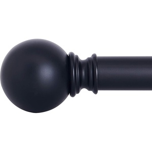 NICETOWN Black Curtain Rods for Window 48 to 86 inch, 1 1/8 Diameter with Ball Finials for Window Treatment, Adjustable Length from 48 to 86-Inch, Matte Black(Matte Black)