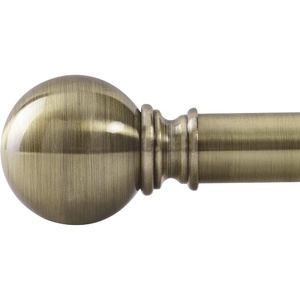 NICETOWN Black Curtain Rods for Window 48 to 86 inch, 1 1/8 Diameter with Ball Finials for Window Treatment, Adjustable Length from 48 to 86-Inch, Matte Black(Antique Brass)