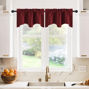 NICETOWN Blackout Kitchen Valances for Windo 18 Inch Length Rod Pocket(Burgundy Red)