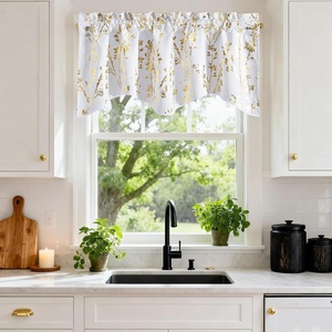 NICETOWN Blackout Kitchen Valances for Windo 18 Inch Length Rod Pocket(Floral Print White)